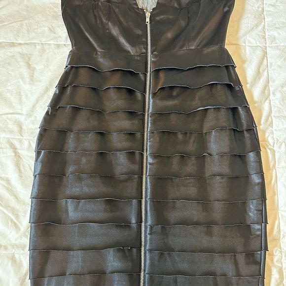 Vintage Women's dress mini Y2K strapless ruffle dress satin mesh xxi size medium - Picture 11 of 12